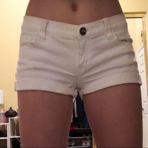White low rise jean shorts